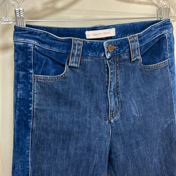 See By Chloe - High-Rise Flare Jeans With Velvet Accent - Size Unknown, 28? - Picture 3 of 15